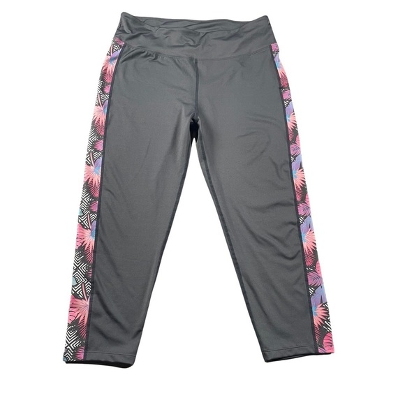 Orange theory Workout Leggings Gray with Floral • XL - Picture 1 of 6